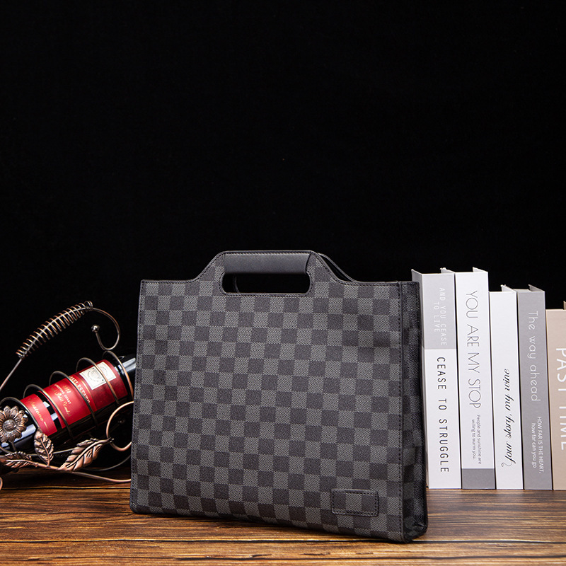 2026 New Korean Style Men's Bag, Shoulder Crossbody Bag, Envelope Bag, Retro Document Bag, Plaid Men's Business Handbag