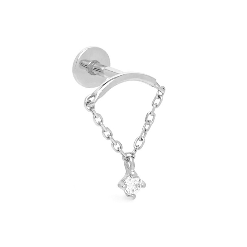 Round Pattern Women'S Gender 1 Piece Ear Cartilage Rings & Studs Fashion Round 925 Sterling Silver Inlay Zircon
