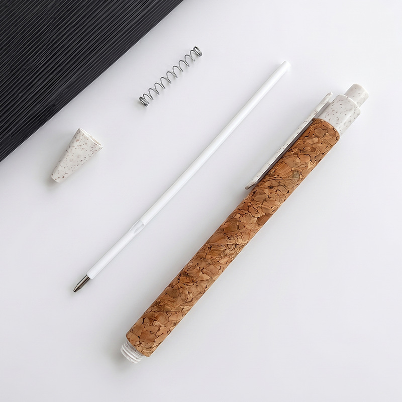 Bolígrafo de publicidad personalizado de corcho de paja de trigo ecológico bolígrafo de bolas creativo de publicidad empresarial regalos comerciales bolígrafo personalizado