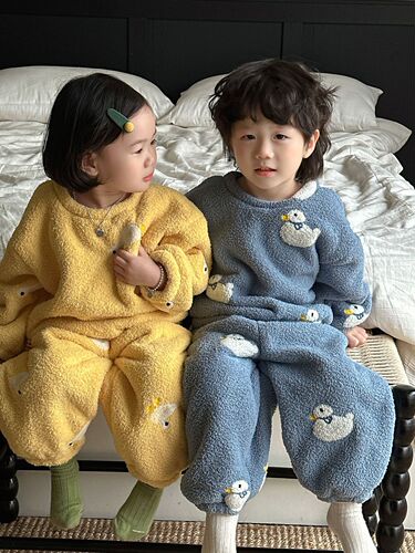 Winter New Children's Cloud Cotton Cartoon Homecoming Set Baby Thick Pajama Set for Maichang Season 