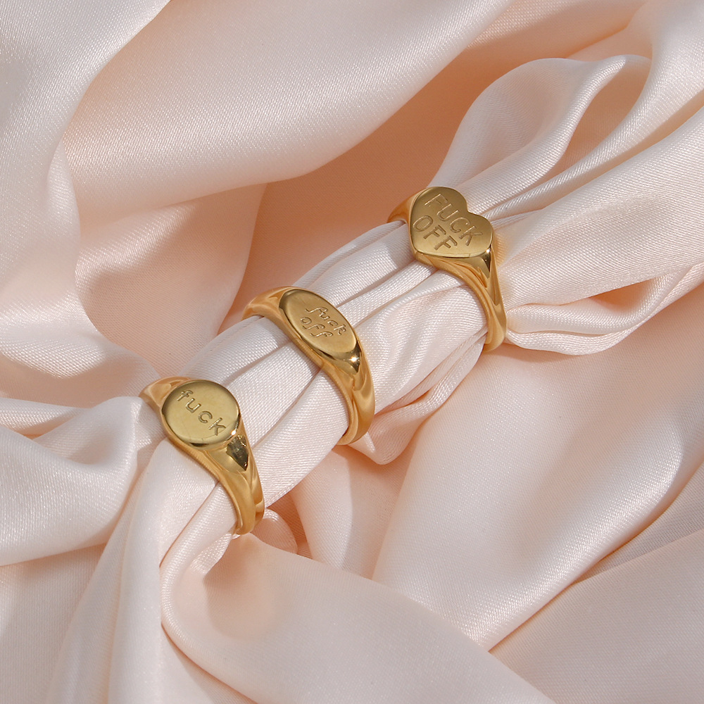 Fashion Letter Fuck off Plating 18K Multi-Style Stainless Steel Ring