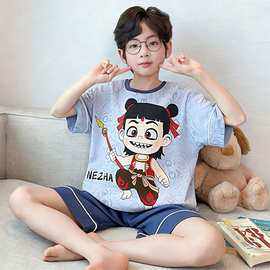 男童睡衣儿童男孩短袖家居服套装夏季薄款空调服大童奥特曼家居服