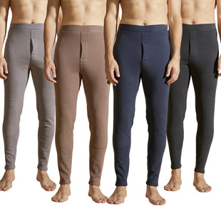 400g Men's Thermal Pants with Knee Protection, Thin Fleece-Lined, Thickened for Cold Protection, Seamless Men's Winter Leggings, Slim Fit Base Layer Pants