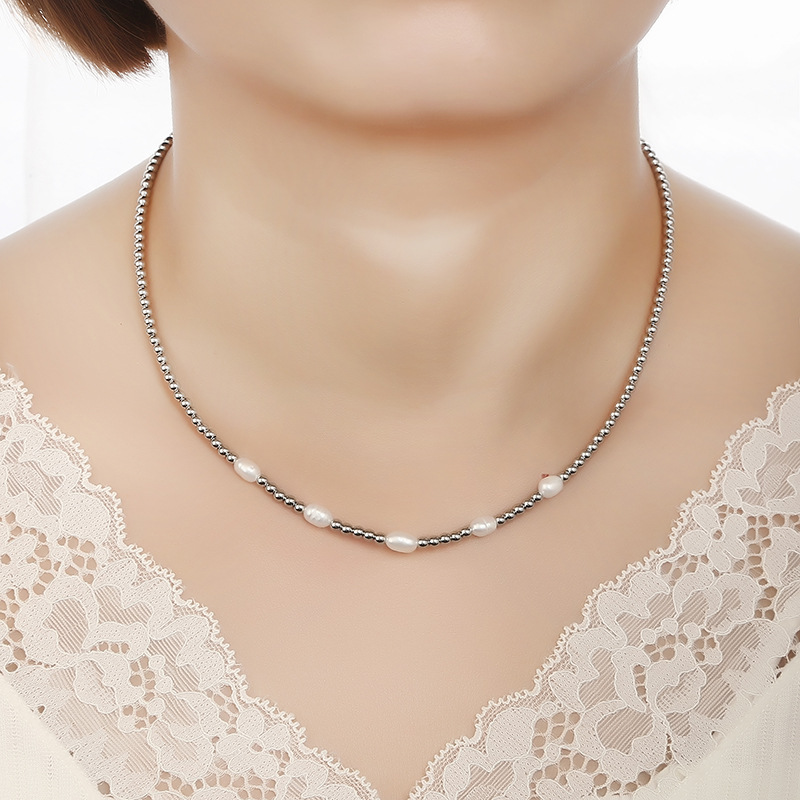 Natural Stone, Brass Chain Material 1 Piece Quantity Elegant Round Stainless Steel Freshwater Pearl Plating Gold Plated Necklace