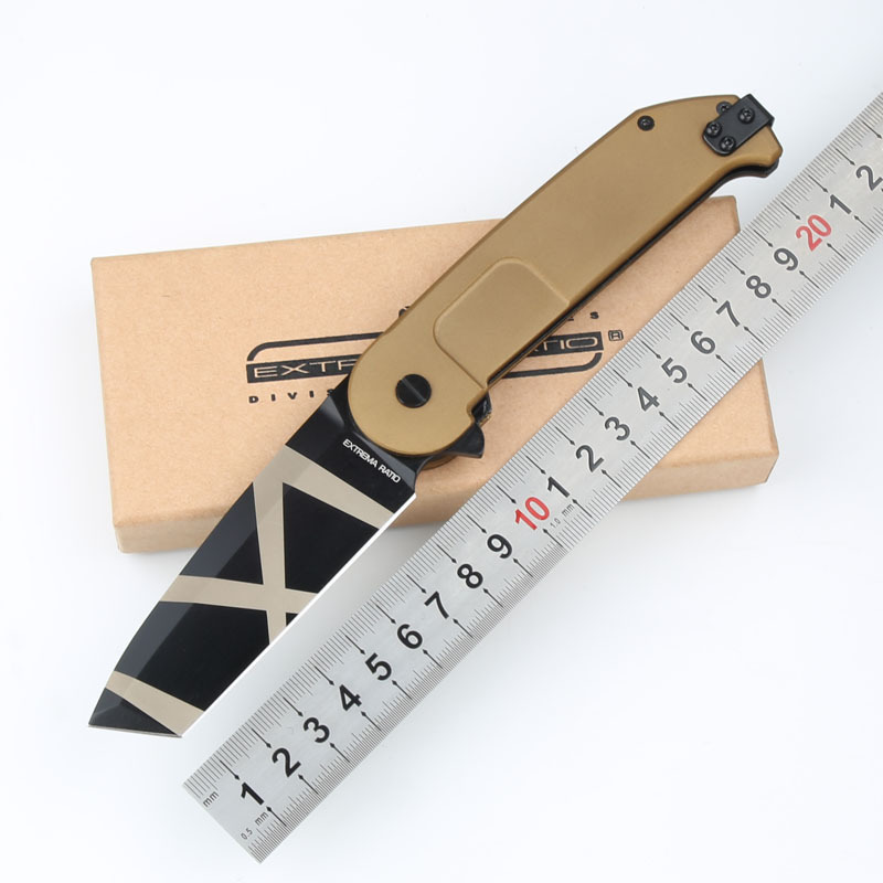 CNC极端武力BF2RCT金色版户外折叠刀N690黑色镀钛荒野求生锋利刀