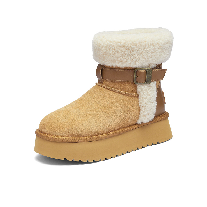 Augu Lion Dengjia vello botas de nieve para mujeres 2025 nuevo invierno para usar zapatos de algodón gruesos botas de lana gruesa