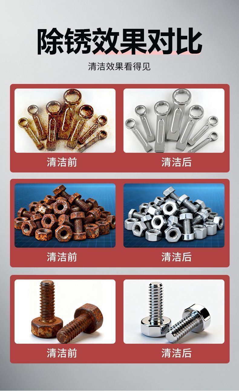 Premium rust remover, powerful rust remover for metal hardware, rust renovation agent, cleaning agent for car doors, windows, machinery, and chains