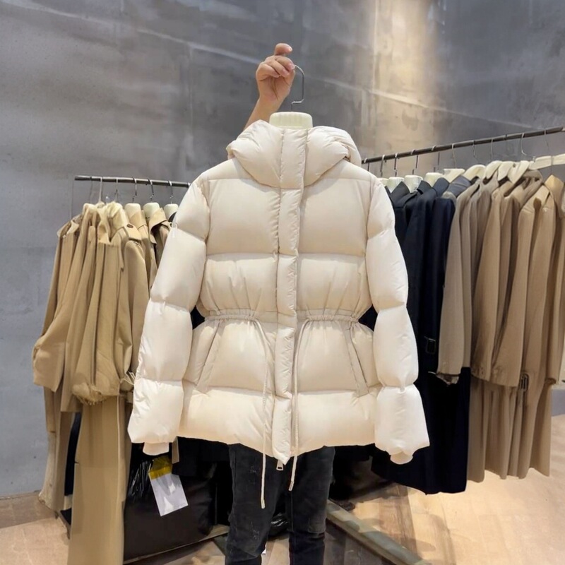 Winter Designer-Style Waist-Cinching Slimming Cotton Jacket for Women 2025 New Fashion Simple Versatile Thick Warm Cotton Coat