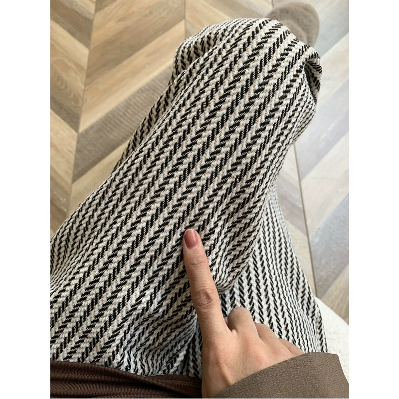 2023 осенне-зимние прямые брюки для беременных в полоску с разрезом, модные толстые прямые брюки на флисовой подкладке