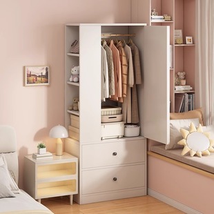 Small Wardrobe Household Bedroom Bedside Single Door Hanging Wardrobe Girls' Room Single Wardrobe Small Apartment Space-saving Cabinet