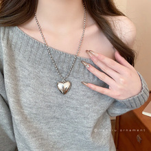 韩国冷淡风爱心项链简约百搭秋冬毛衣链小众轻奢高级感复古项饰女