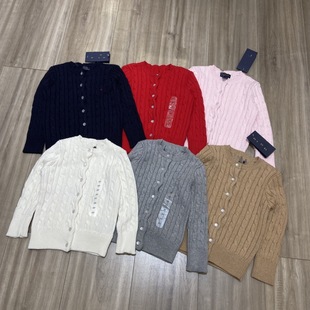 POL autumn and winter Raff boys and girls cotton sweater knitted hemp pattern long sleeve round neck cardigan sweater 90-170