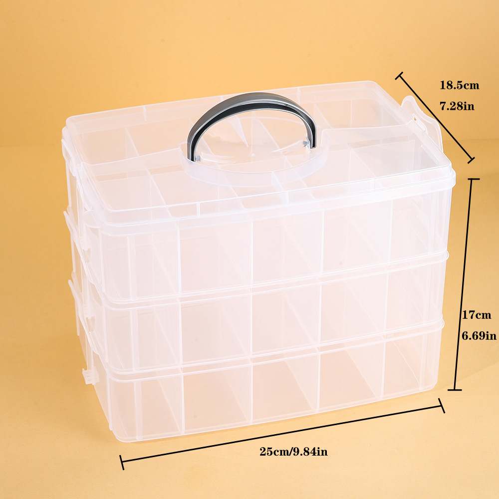 固定大三層pp 18格手提げ収納箱金物工具セット整理箱レゴ玩具収納箱