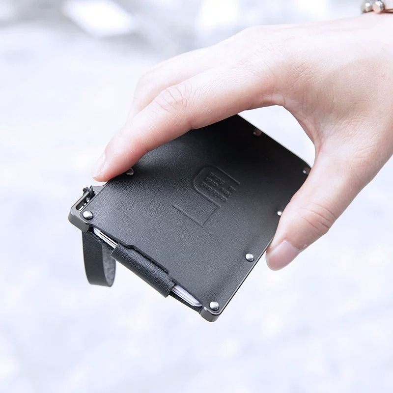 5-Card Slim Ultra-Thin Cowhide Leather Wallet for Men and Women, Premium Pull-Out Bank & Credit Card Holder with RFID Blocking - Thumbnail 4
