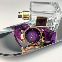 星空米蘭帶彩色吸鐵石磁鐵手錶時尚女士時裝石英表貓眼漸變懶人表