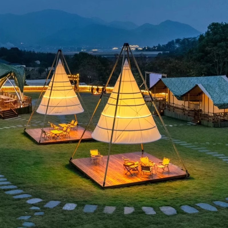 Red de sombra de jardín Festival de bambú rojo Linterna tienda de campaña al aire libre Fuego de ocio paisajismo café tienda de comidas