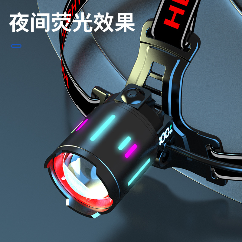 Nuevo faro con sensor de luz fuerte, cabezal láser blanco de alta potencia, pantalla de potencia digital lateral, linterna de iluminación exterior