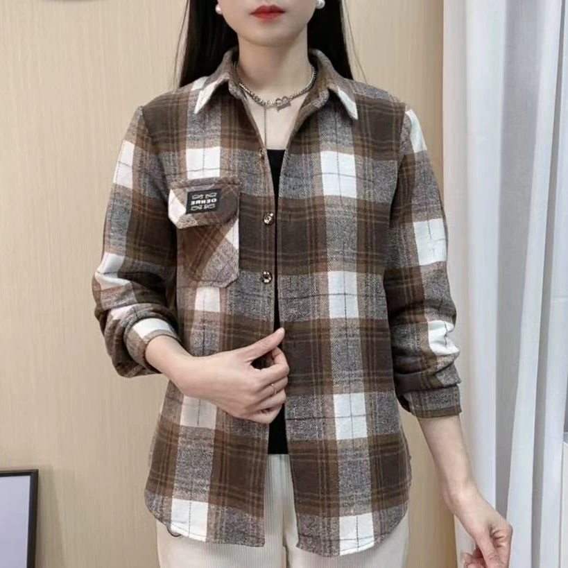 80-180 кг весенняя рубашка большого размера в клетку для женщин с длинными рукавами