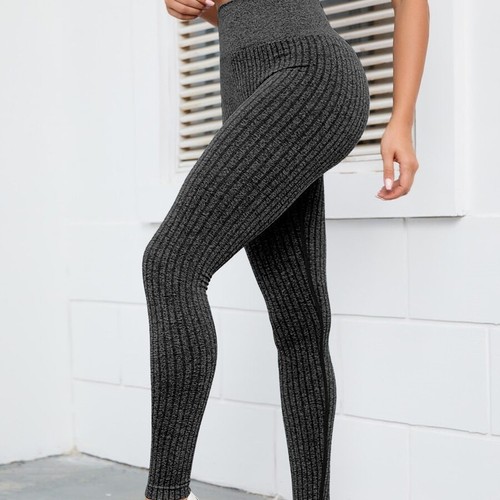 Vertical ribbed high elasticity fitness clothing, wide ribbed yoga pants for Europe and America, EU size cross-border women's version