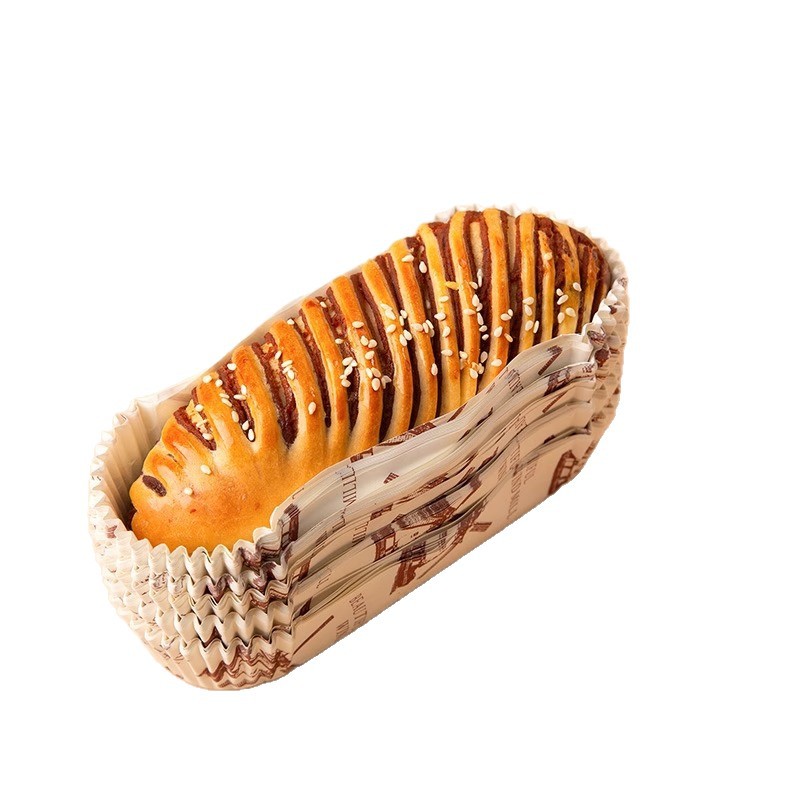 Taza de papel de pastel a prueba de aceite, soporte de papel de pan resistente a altas temperaturas, bolsas de piña para hornear, perros calientes, salchichas, tipo de barco, soporte de película antiadherente
