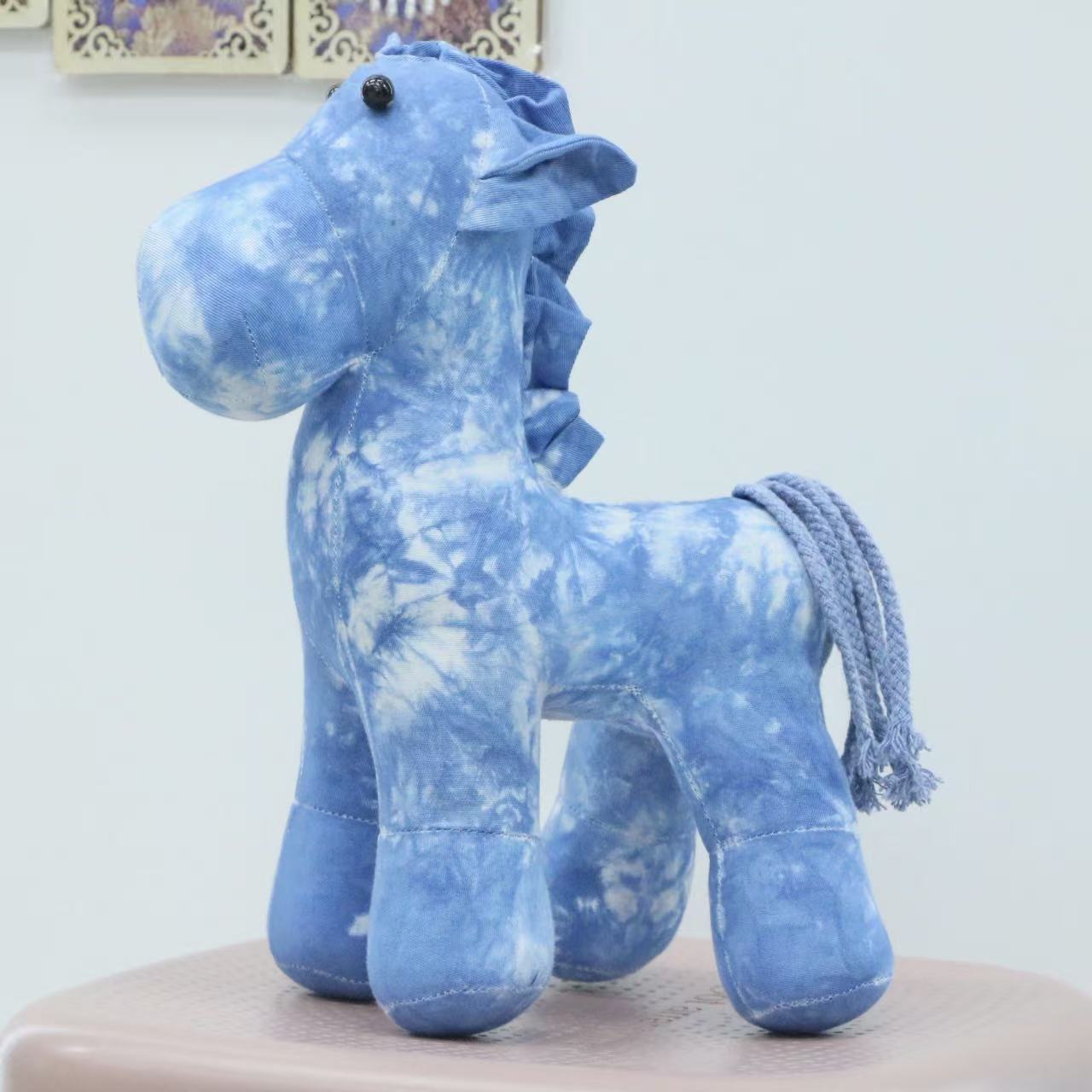 新款马年马到成功扎染蓝染摆件云贵民族风