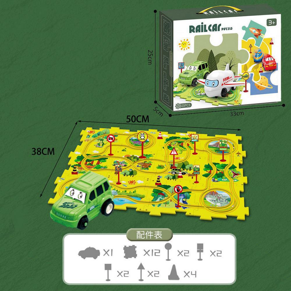 Rompecabezas transfronterizo pista coche DIY montaje libre multi-escena mapa pista coche eléctrico juguetes educativos para niños