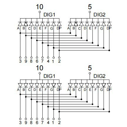 SMD digital tube two-bit thin shell red 0.28 inch LY2282AW double-bit 7-segment light-emitting tube white light 2820