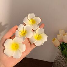 鞠婧祎同款发饰鸡蛋花海边沙滩度假小清新花朵边夹刘海夹头花女