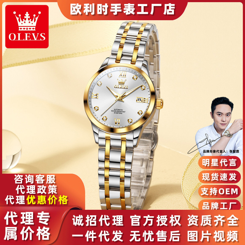 Dropshipping Oris Brand Fully Automatic Mechanical Watch Luminous Business Work Fashion Women's Waterproof Watch Women's Watch