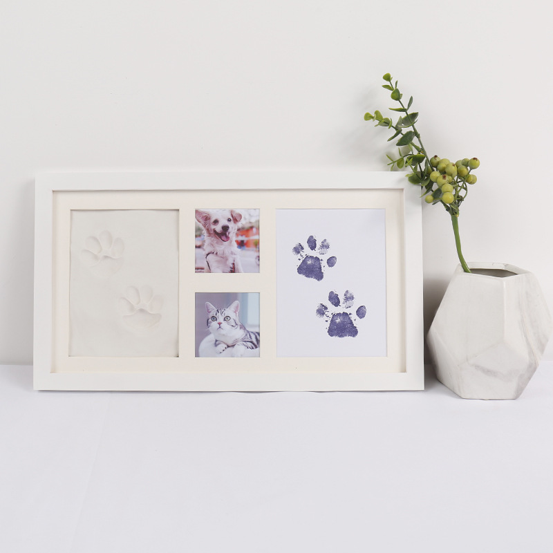 宠物周岁纪念猫咪狗狗爪印相框留念diy实木摆台