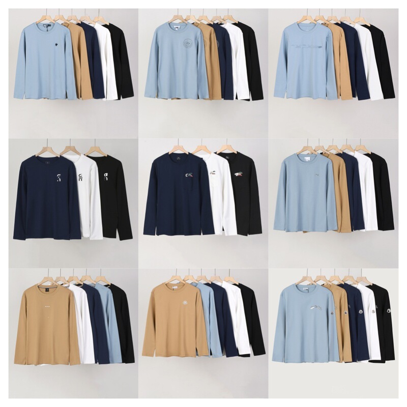 Correct version of the M Mong Fisherman men's spring and autumn embroidered pullover, a casual long-sleeved T-shirt in a European and American style, unisex and versatile Correct version of the M Mong Fisherman men's spring and autumn embroidered pullover, a casual long-sleeved T-shirt in a European and American style, unisex and versatile