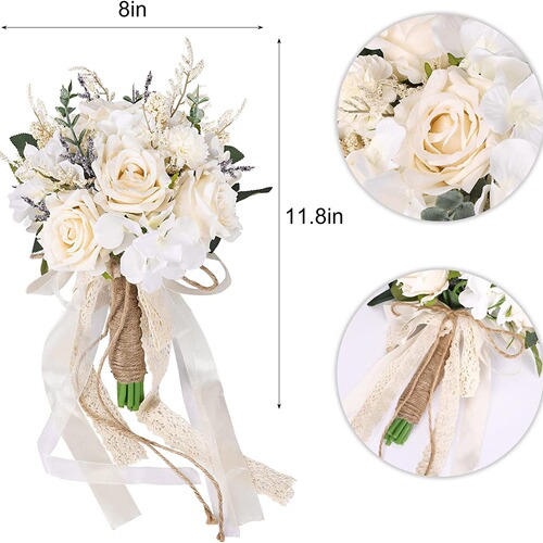 Bouquet bride ribbon beaded Korean wedding simulation rose bouquet photo studio bride bouquet shooting props