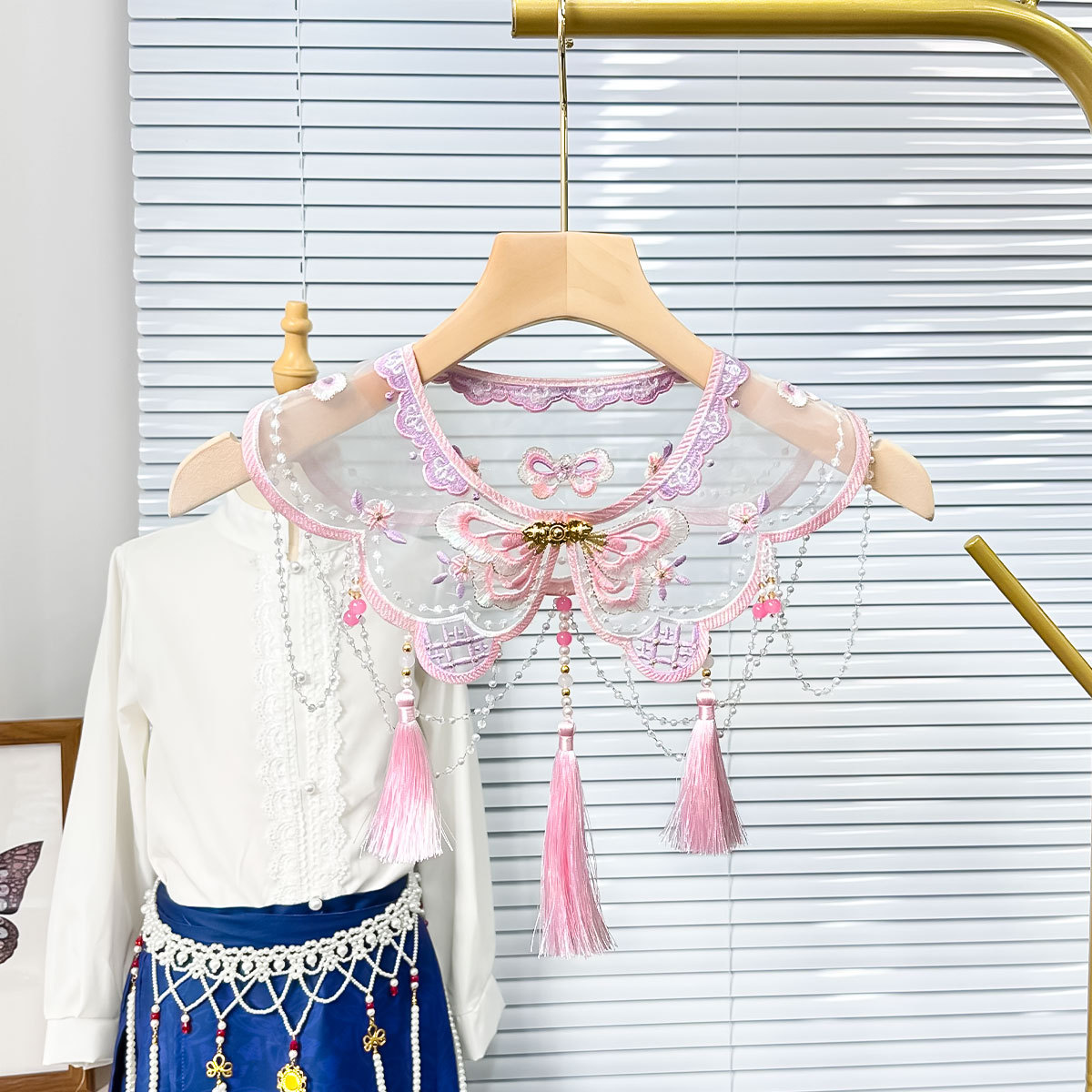 Oganza industria pesada accesorios de ropa china falso cuello mariposa bordado lindo pequeño chal decoración collar hombro nube al por mayor image 4
