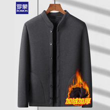 罗蒙中老年棉衣男士加绒加厚开衫外套秋冬季针织毛衣棉袄爸爸冬装