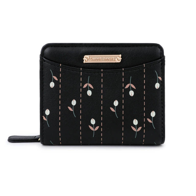 Card Holder Small Wallet Organizer Bag, Floral Pattern, Compact 11×3×9 cm