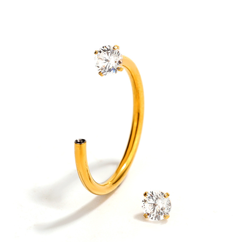 Titan Nasenpiercing Stecker Aus Titan Mit Stein C-form_voghion.com