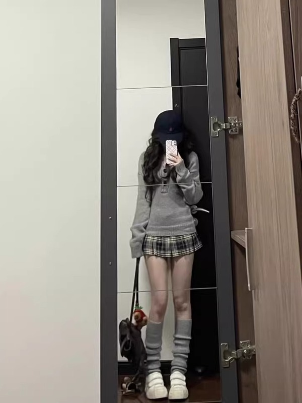 辣妹修身灰色长袖毛衣女2025秋冬季新款打底内搭针织衫开春季上衣|undefined