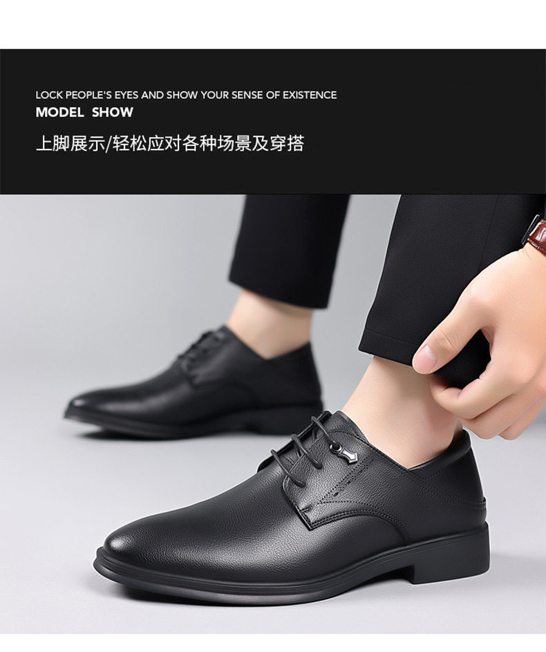 Giày da nam công sở da bò thủ công mũi tròn cổ thấp — PZ061 màu trắng, PZ061 màu đen chi tiết 12