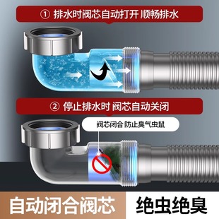 ♔ Kitchen Sink Drain Pipe, Sink Single-Slot Anti-Odor Universal Drain Set with Dishwashing Basin Accessories