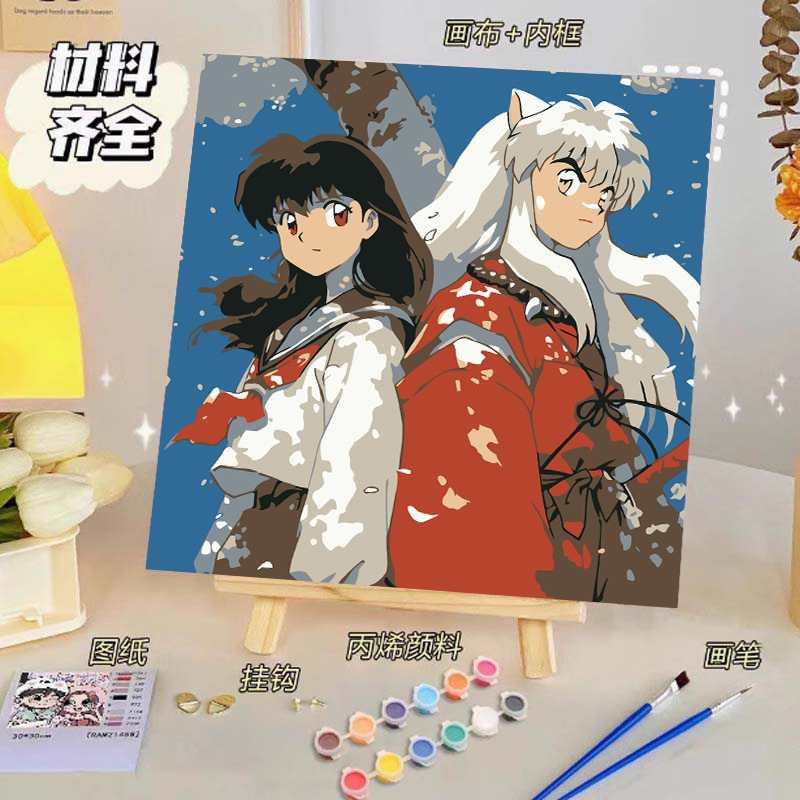 Pintura al óleo digital de bricolaje, dibujos animados para niños, pinturas para colorear hechas a mano, lindos puestos de animación curativos, comercio exterior transfronterizo