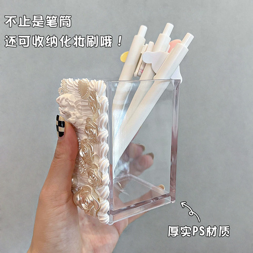 Cream glue DIY pen holder student handmade material package homemade cartoon storage box cute desktop storage bucket ornaments