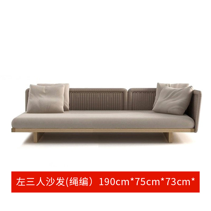 Sofá de ratán combinación patio al aire libre jardín terraza ocio nórdico al aire libre teca silla de ratán sofá