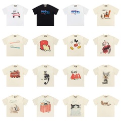 正しい版. G家半袖. 高バージョン. 25新型アルファベットプリント純綿半袖tシャツ男女同金
