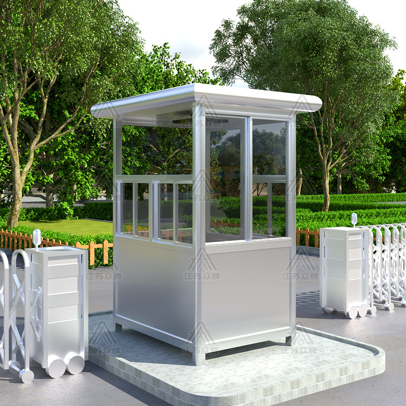 Cabina de guardia de acero inoxidable al aire libre, cabina de seguridad terminada, estacionamiento, cabina de peaje de servicio, sala de guardia comunitaria, cabina de seguridad móvil