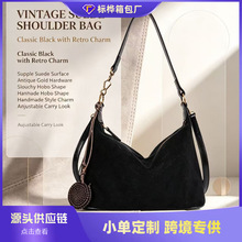 跨境简约时尚轻奢日韩精致麂皮绒2026秋季新款单肩手提斜挎腋下包