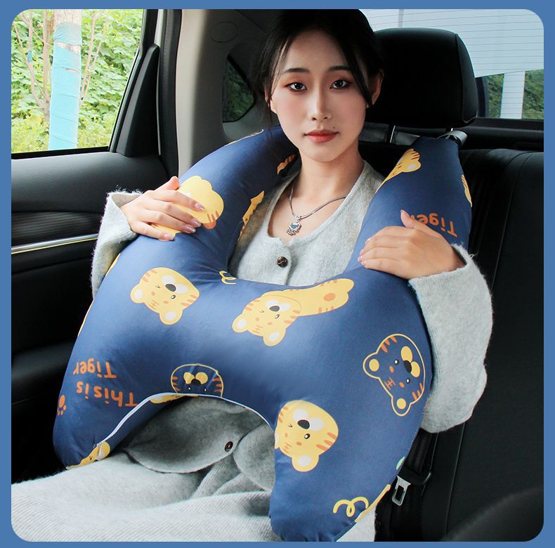 Children's car headrest, in-car pillow for sleeping in the back seat, anti-neck strain, cute cartoon car headrest, neck support pillow, cross-border