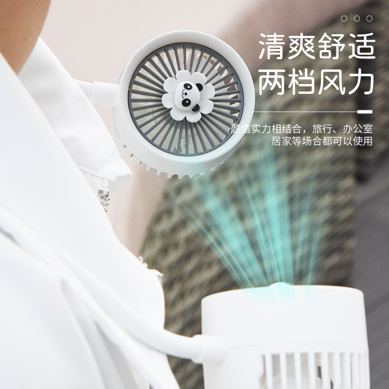 跨境迷你便攜式掛脖小風扇USB充電懶人掛脖運動小型摺疊電風扇靜