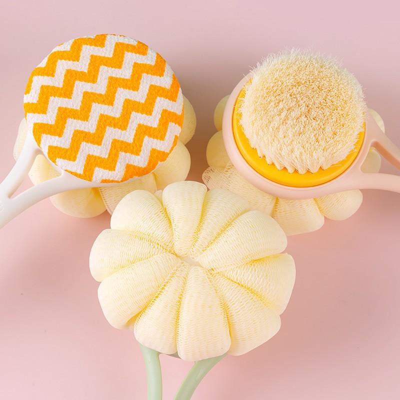 Bathing Brush Shower Brush Back Scrubber Gadget Shower Scrub Long Handle Bath Sponge Household Double-Sided Soft Bristle Brush Wholesale