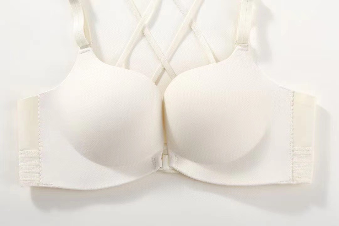 Nuevo 2119 simple moda brillante Cruz trasera frente hebilla ropa interior de las mujeres sexy push up medio grueso sujetador verano