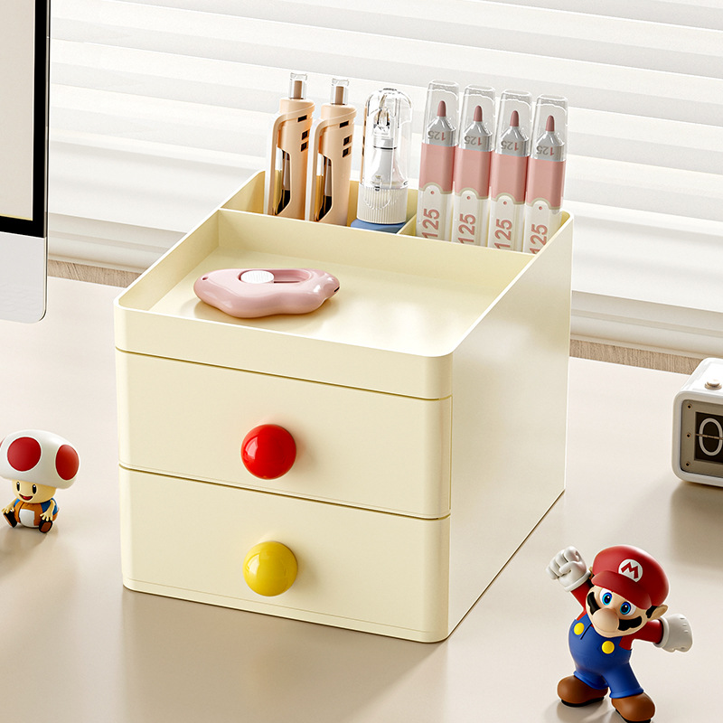 Caja de almacenamiento tipo cajón para escritorio, organizador de oficina de alta calidad, multicapa, para estudiantes, papelería